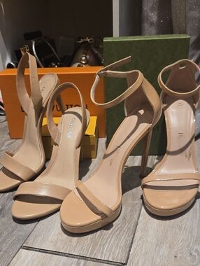 Stuart Weiztman, Bini elegant Nude Ankle-Strap Stiletto Sandals - Women